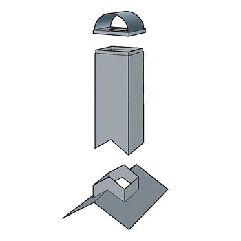 SKORSTENSHUV FÖR NOCKMONTAGE | TAKVINKLAR MELLAN 10-45° / H1200 (Röd) Ø150mm