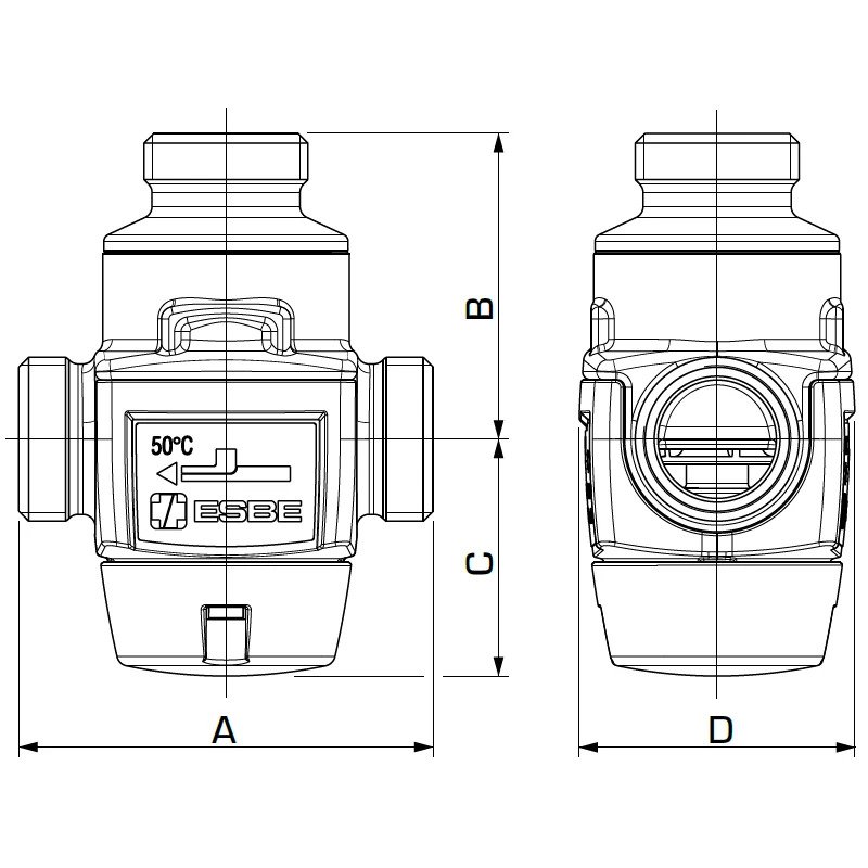 Laddventil ESBE VTC412 50°C - 2