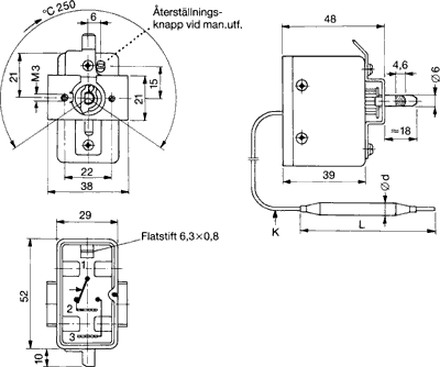 Överhettningsskydd Jumo 1-pol. 20 - 500°C - 2