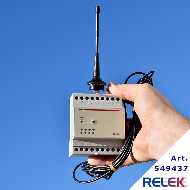 Trådlös RF-mottagare Vemer RX4-8A med 4 relä-utgångar (8A) - 2