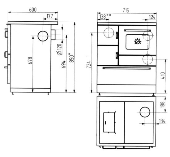 Wamsler vedspis K128F - Vit - 3