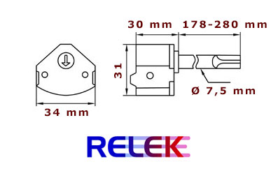 Stavtermostat, VKL 3201, 30-70°C, max 96°C, 7,5x178mm - 2