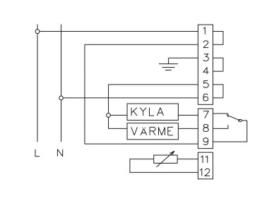Termostat, Termonic 16150, elektronisk, väggmont. -15° +150° - 2