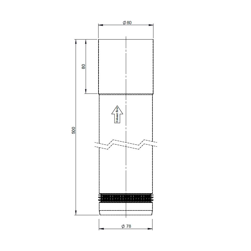 Rökrör 80mm justerbart 80-420mm svart - 2