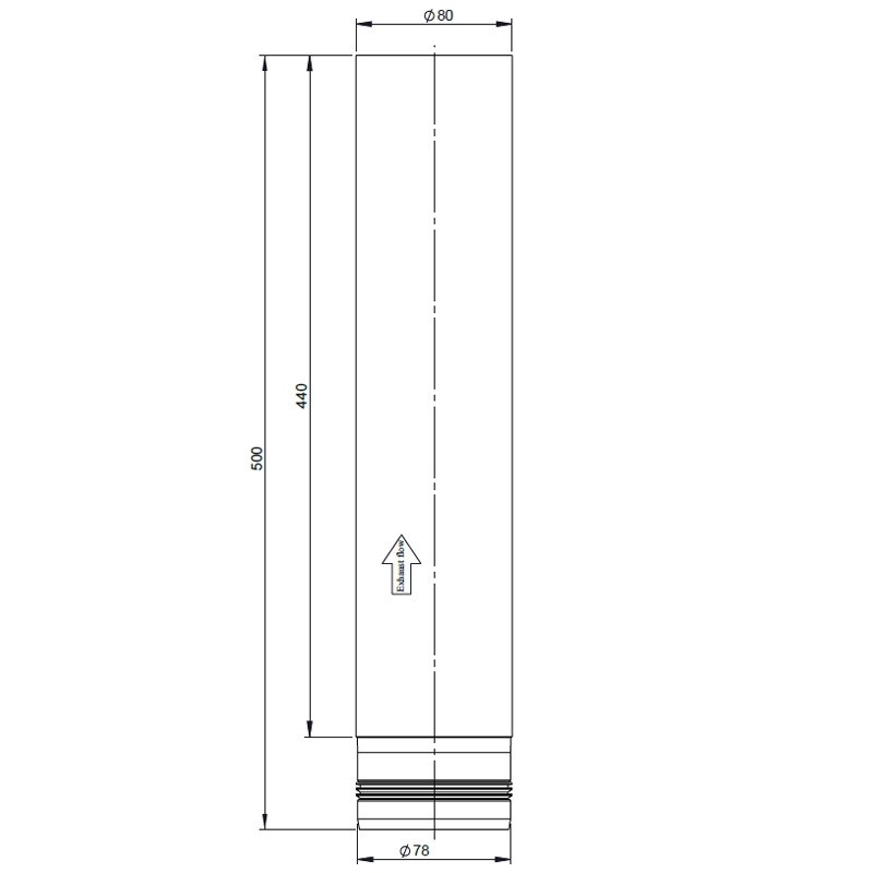 Rökrör 80mm rak 50cm svart - 2