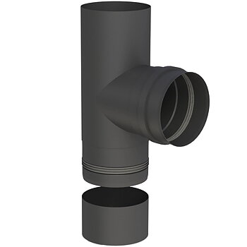 Rökrör 80mm T-stycke med kondenslock