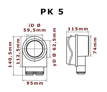 Kopplingsbox PK5 för pool, badtunna, mm, för R50 huvud - 2