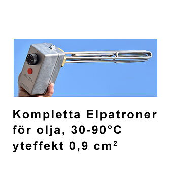 Elpatroner, 0,9 W-cm², 30-90 °C