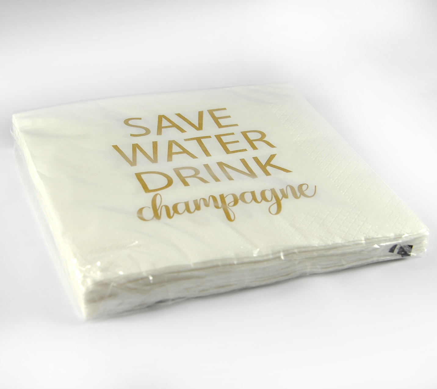 Servett | Save water drink champagne | Vit/Guld - 4