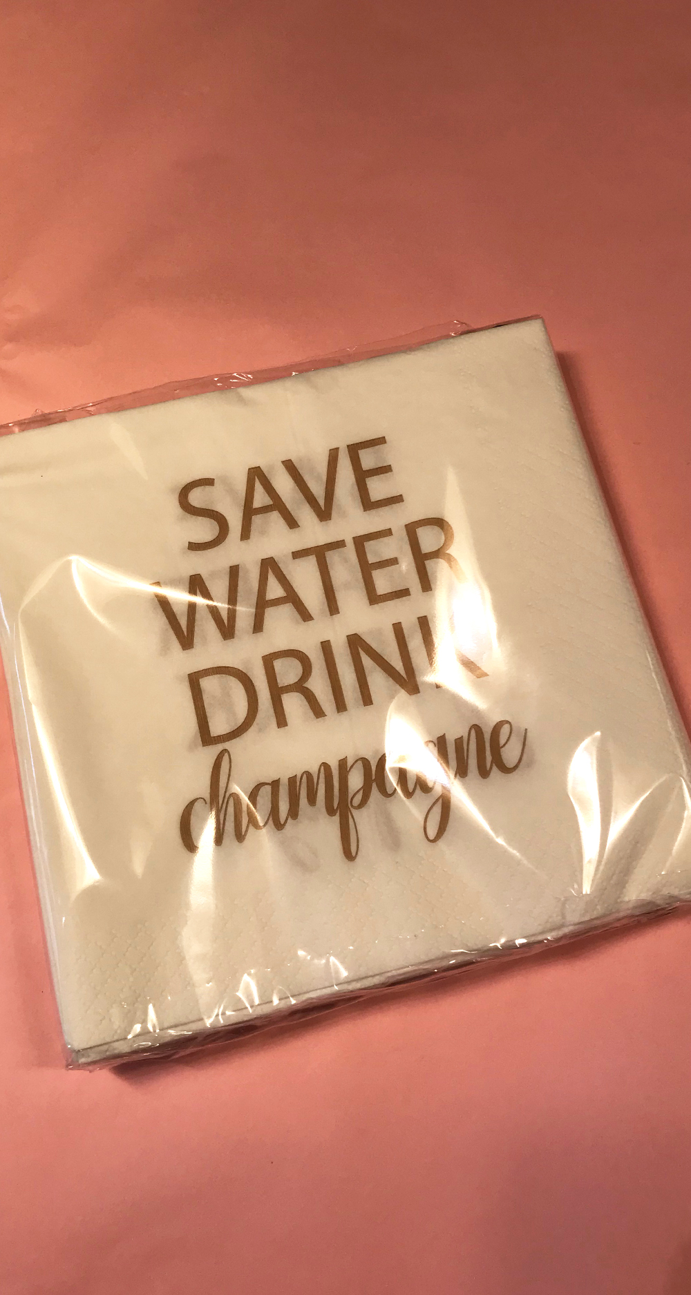 Servett | Save water drink champagne | Vit/Guld - 2