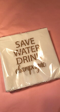 Servett | Save water drink champagne | Vit/Guld