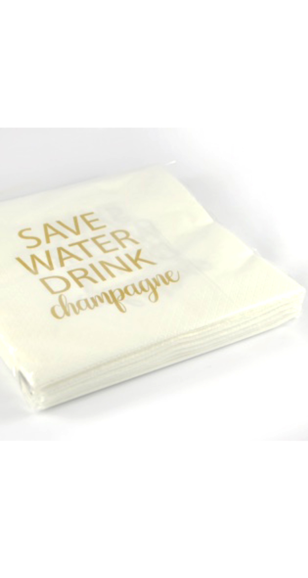 Servett | Save water drink champagne | Vit/Guld - 3