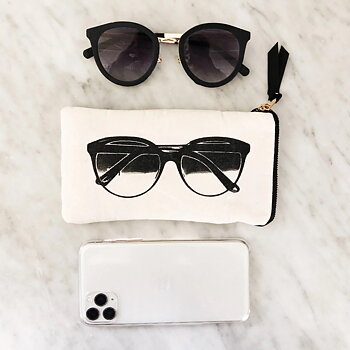 Sunglasses Case with Pocket for Second Pair of Glasses, Cream