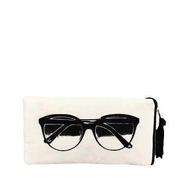 Sunglasses Case with Pocket for Second Pair of Glasses, Cream