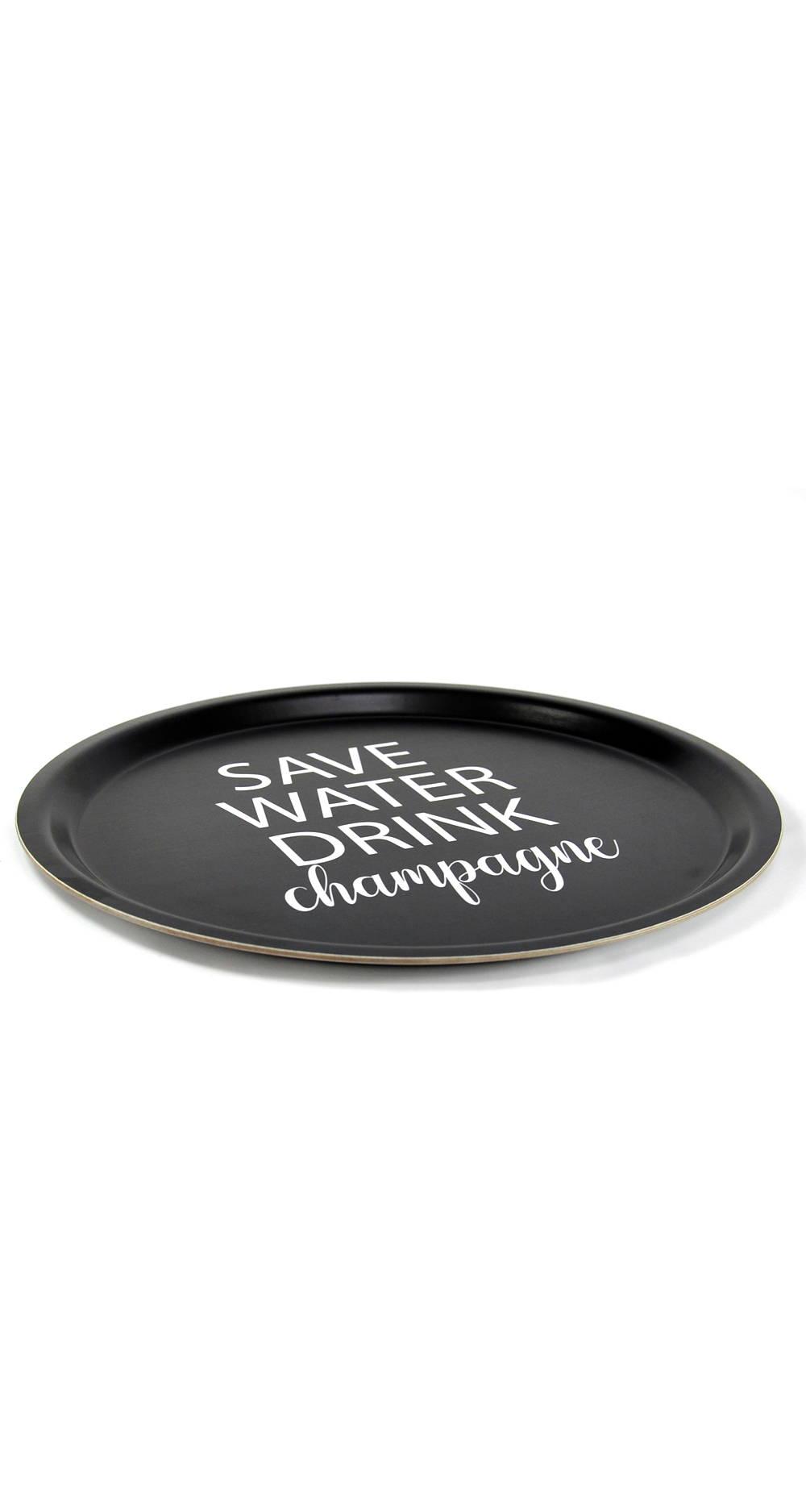 Bricka Rund | Save water  | Svart - 2