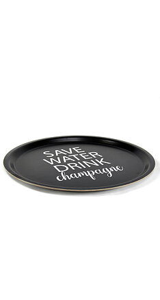 Bricka Rund | Save water  | Svart