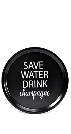 Bricka Rund | Save water  | Svart