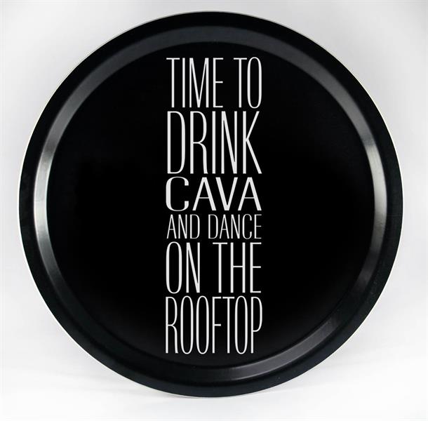 Bricka rund | Cava on the Rooftop | svart/vit