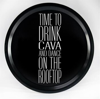 Bricka rund | Cava on the Rooftop | svart/vit