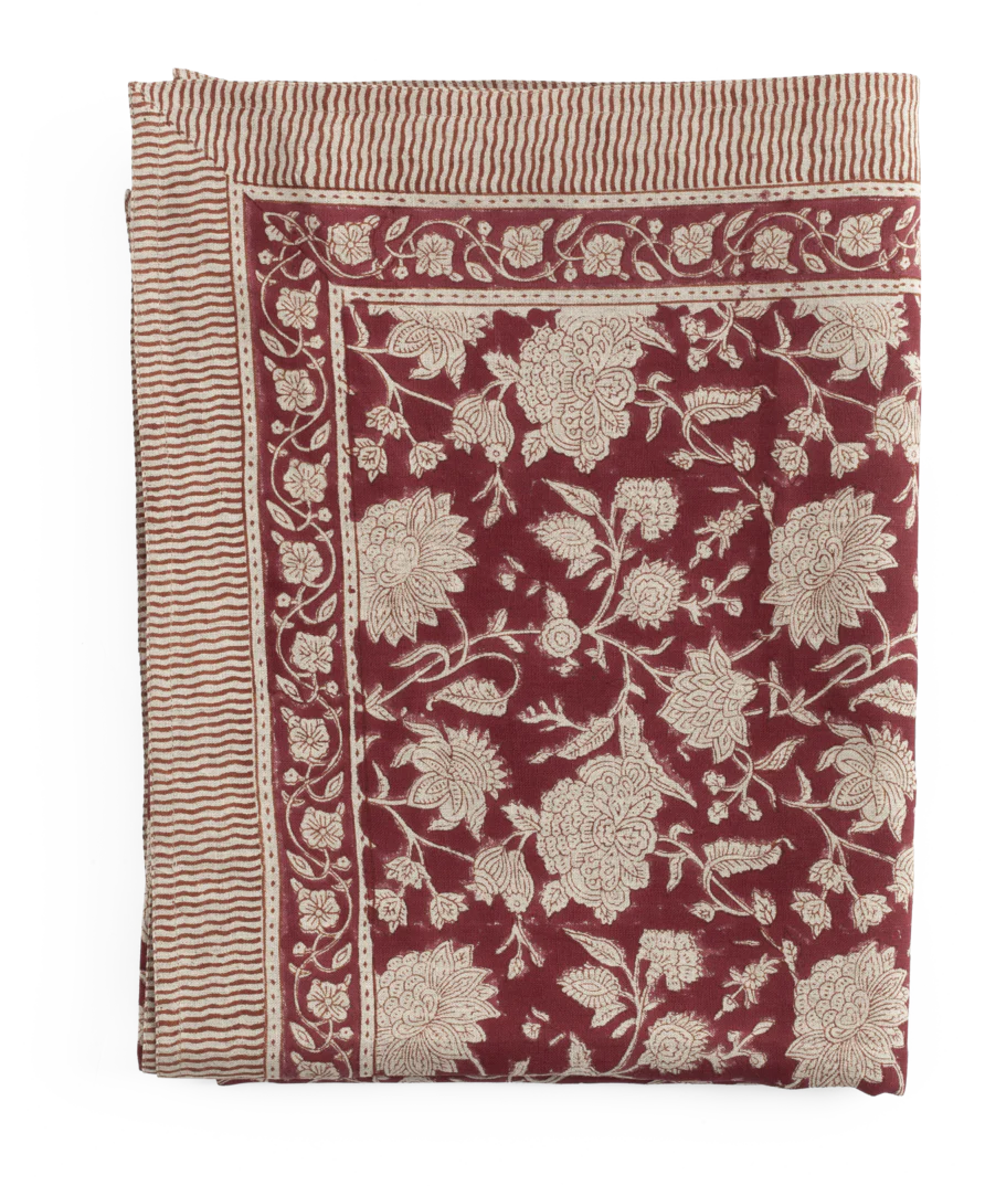 Linneduk Indian Rose print Red 150x350