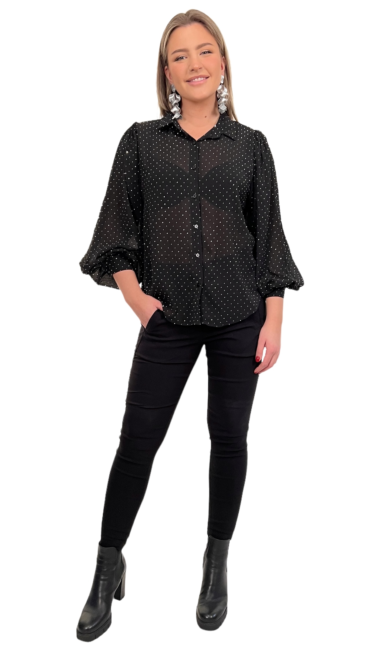 Bella blus - glitter- svart. - 4
