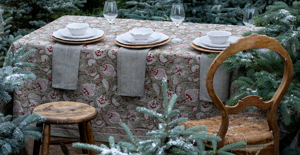 Napkin - Stripe forrest green  4-pack 50x50 - 3