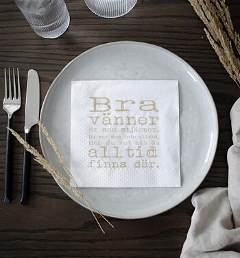 Servett | Bra vänner - svart text