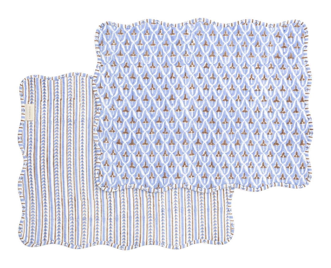 Bordstabletter- Tulip & Leaf - Brown & Blue-35x43 cm set of 2