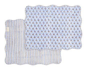 Bordstabletter- Tulip & Leaf - Brown & Blue-35x43 cm set of 2