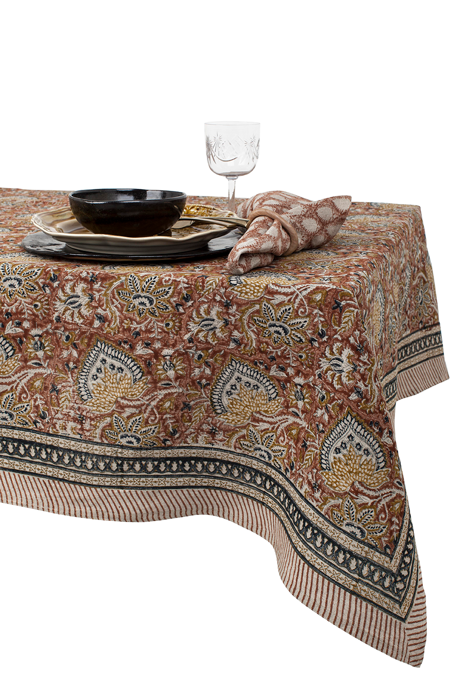 Linneduk  | Oriental Rund| Senap | 220 cm - 3