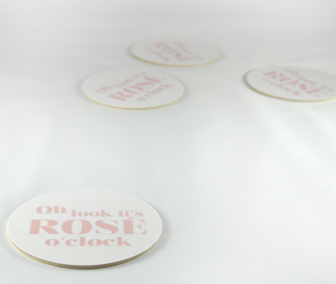 Glasunderlägg "Rose o clock", 4-pack Vit/Rosa - 3