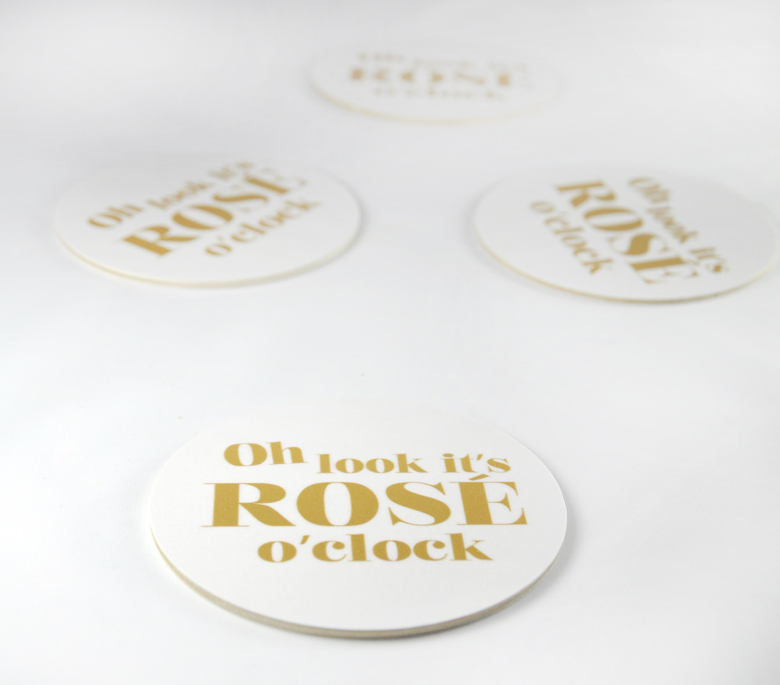 Glasunderlägg "Rose o clock", 4-pack Vit/Guld - 2