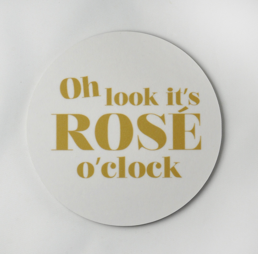 Glasunderlägg "Rose o clock", 4-pack Vit/Guld - 3