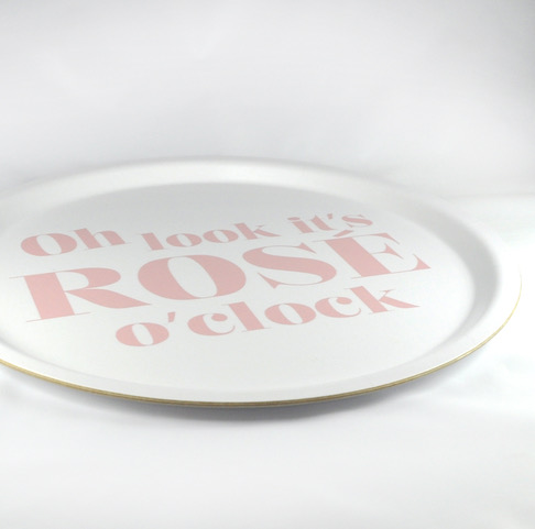 Bricka Rund | Rose o clock |  Vit / Rosa - 4