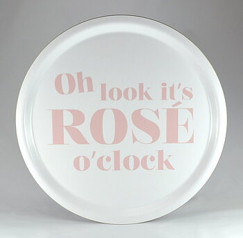 Bricka Rund | Rose o clock |  Vit / Rosa