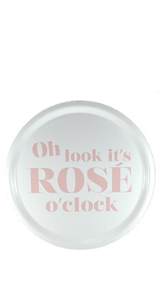 Bricka Rund | Rose o clock |  Vit / Rosa
