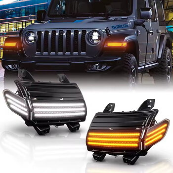 V2 röktonade LED blinkers + DRL + sidomarkeringsljus (Wrangler JL 18-26)