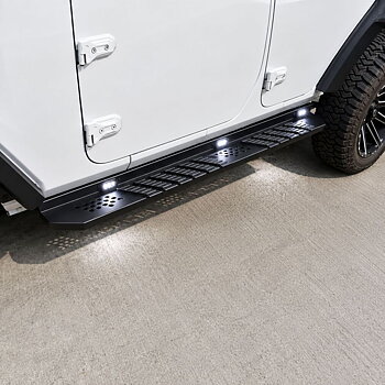 Sidesteps i stål med LED – offroad – sats (Wrangler JL 18-26)