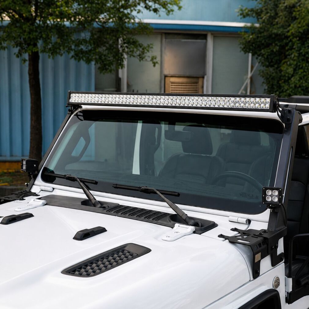 A-stolpe monteringsfästen + belysning + LED-ramp (Wrangler JL 18-26)