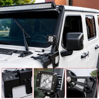 A-stolpe monteringsfästen + belysning + LED-ramp (Wrangler JL 18-26) - 5