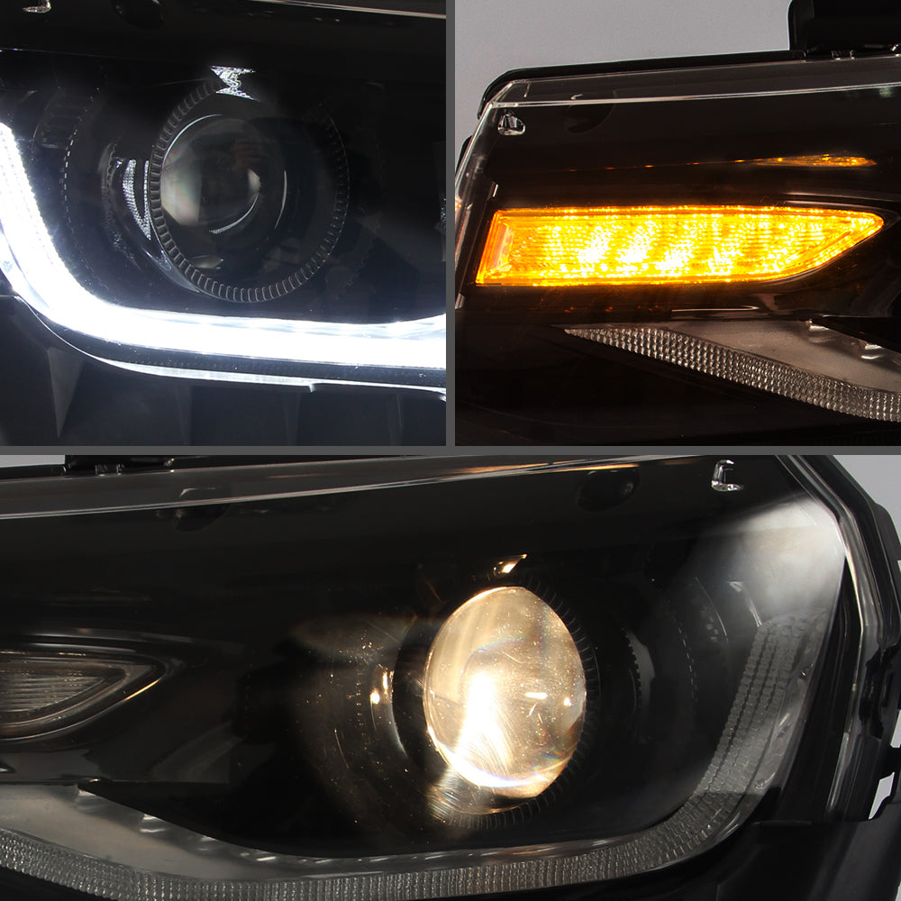 VLAND Carlamp strålkastare för Chevrolet Camaro 2014-2015 med Sequential Indicators(Bulbs NOT Included) - 6