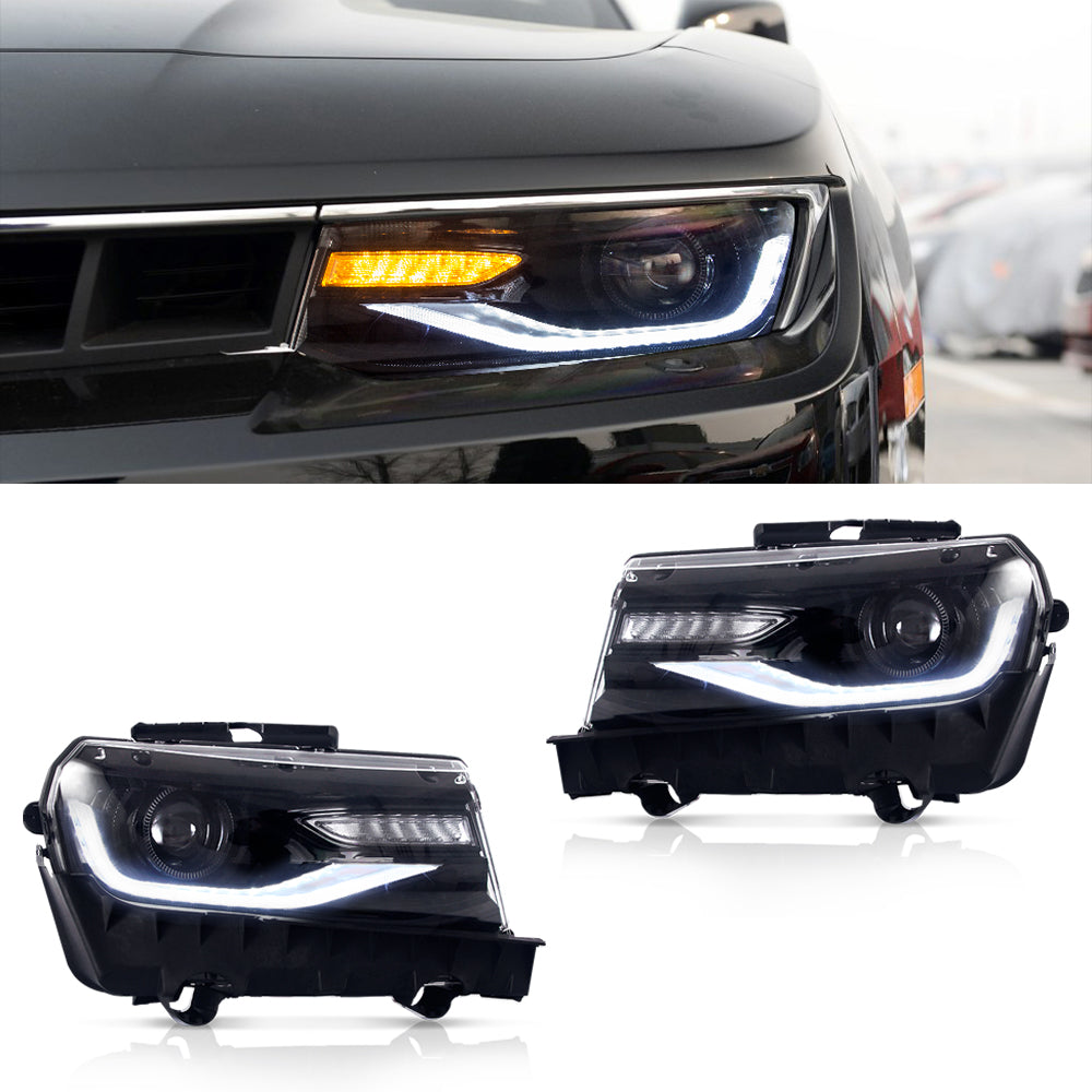 VLAND Carlamp strålkastare för Chevrolet Camaro 2014-2015 med Sequential Indicators(Bulbs NOT Included)