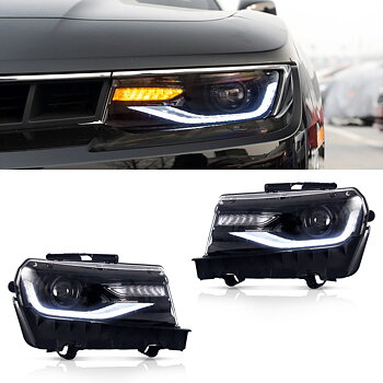VLAND Carlamp strålkastare för Chevrolet Camaro 2014-2015 med Sequential Indicators(Bulbs NOT Included)