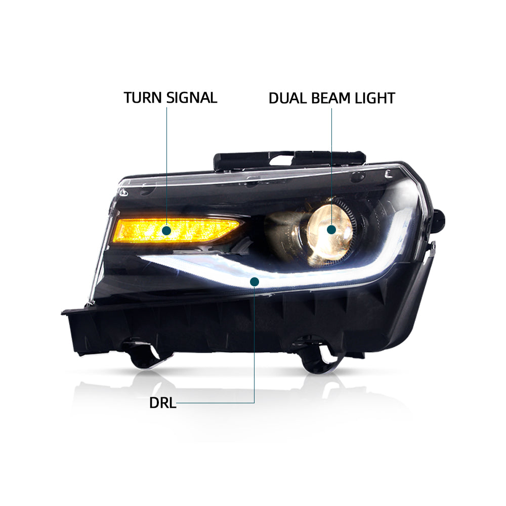 VLAND Carlamp strålkastare för Chevrolet Camaro 2014-2015 med Sequential Indicators(Bulbs NOT Included) - 4