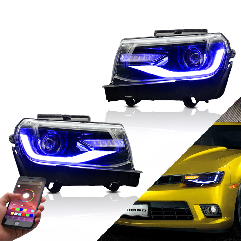 VLAND Carlamp strålkastare för Chevrolet Camaro 2014-2015 med Sequential Indicators(Bulbs NOT Included) - 11
