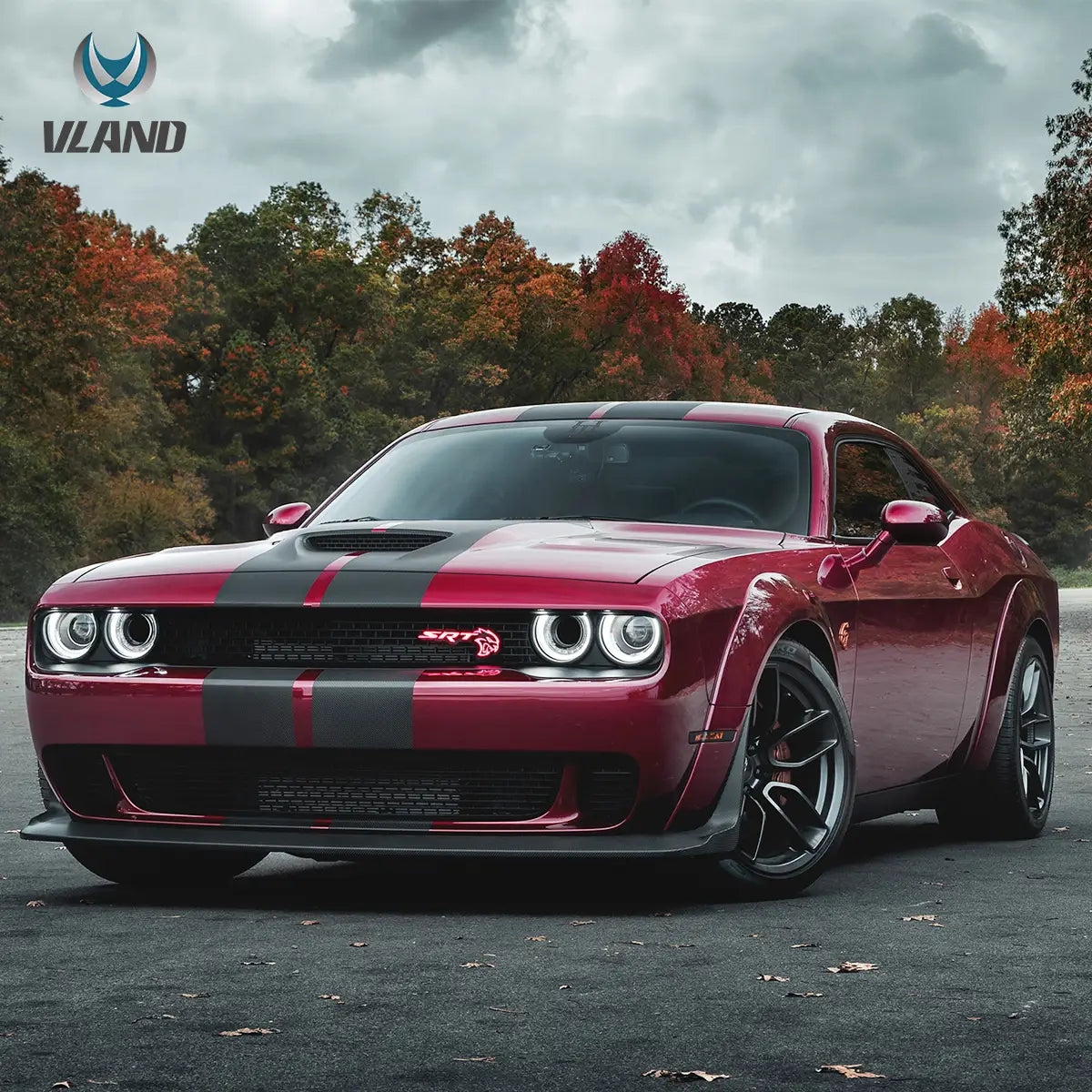 15-24 Dodge Challenger 3th Gen Facelifted Vland Dual Beam Projector strålkastare Black - 6