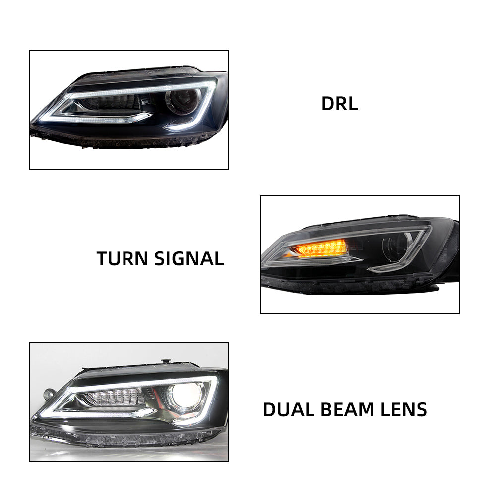VLAND strålkastare för VW Jetta 2011-2018 med Demon Eyes [No e-mark engraving] - 7