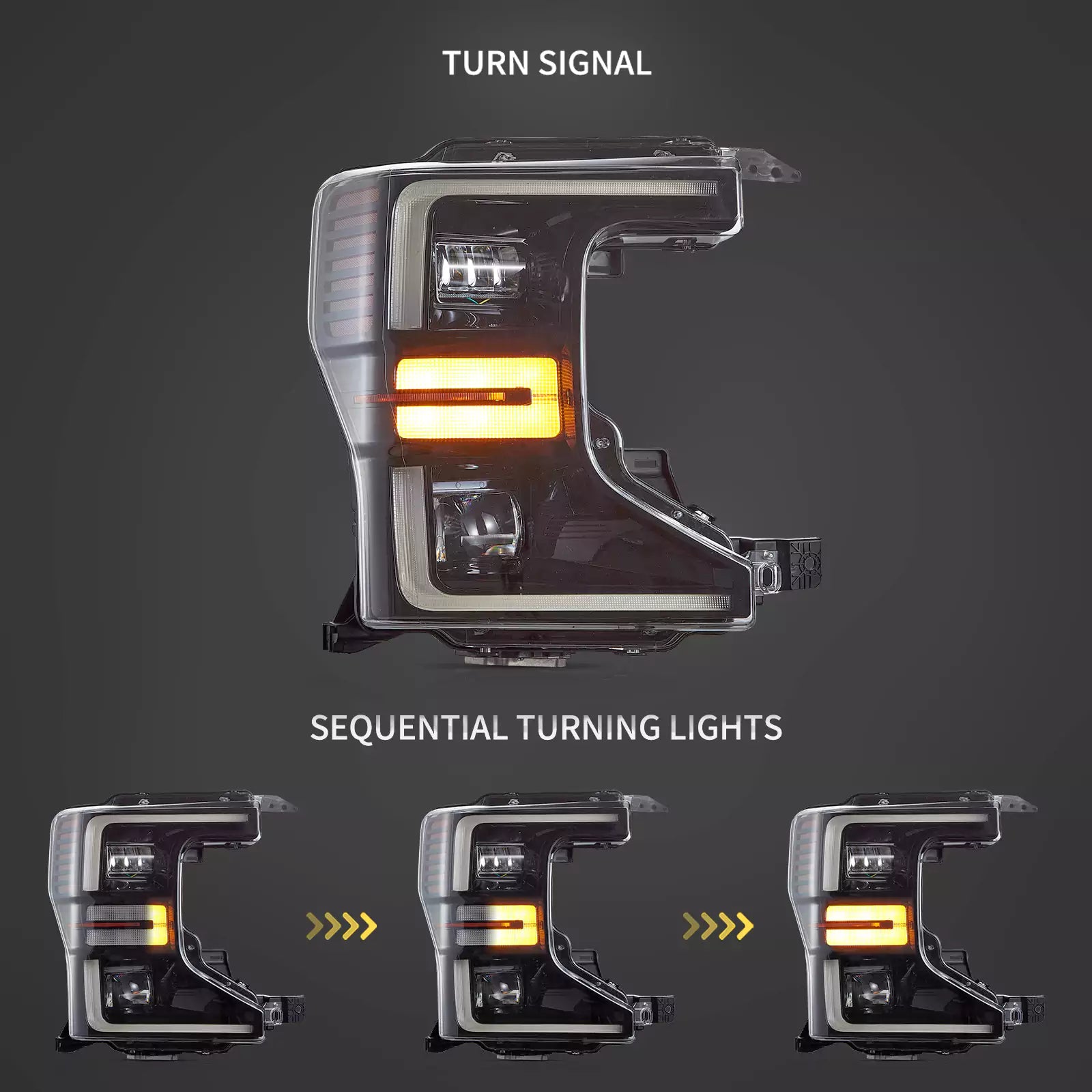 VLAND 2020-2022 Ford F250 F350 F450 F550 Super Duty strålkastare Halogen To LED - 2