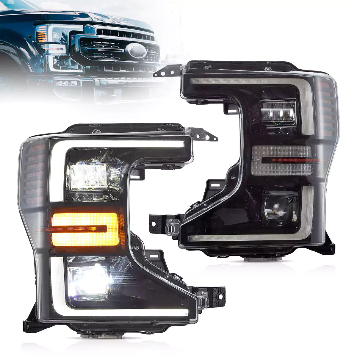VLAND 2020-2022 Ford F250 F350 F450 F550 Super Duty strålkastare Halogen To LED