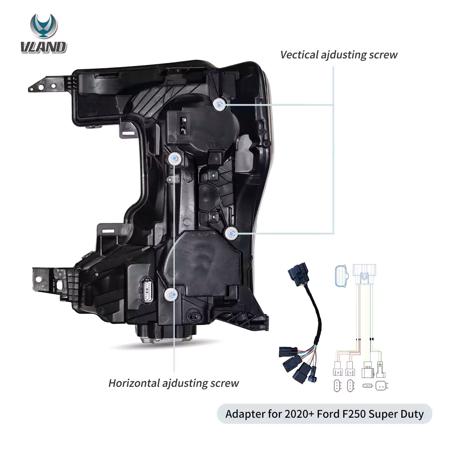 VLAND 2020-2022 Ford F250 F350 F450 F550 Super Duty strålkastare Halogen To LED - 4